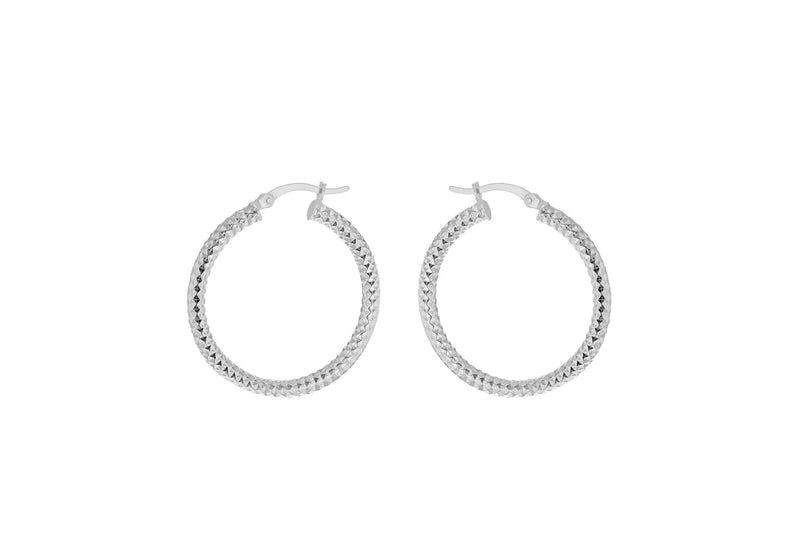 Sterling Silver 30mm Diamond Cut Hoop Creole Earrings