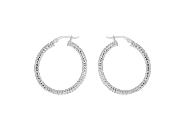 Sterling Silver 50mm Diamond Cut Hoop Creole Earrings