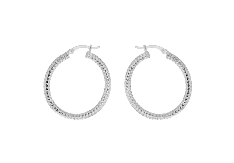 Sterling Silver 50mm Diamond Cut Hoop Creole Earrings