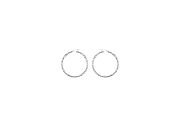 Sterling Silver 25mm Twist Diamond Cut Hoop Creole Earrings