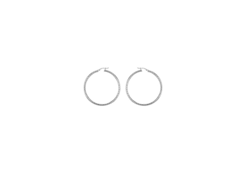 Sterling Silver 25mm Twist Diamond Cut Hoop Creole Earrings