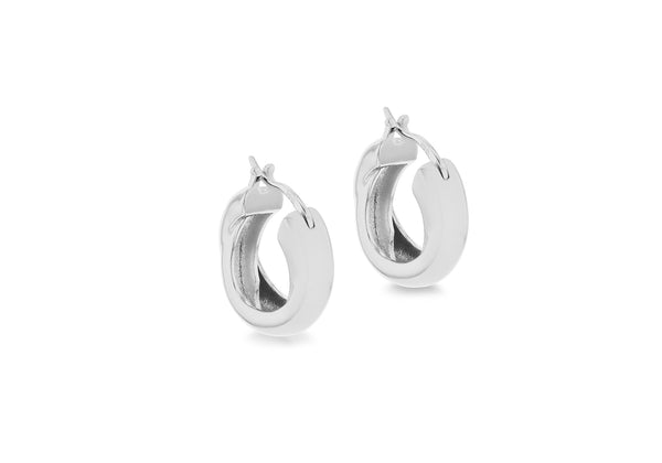 Sterling Silver Twist Tube Puff Hoop Earrings