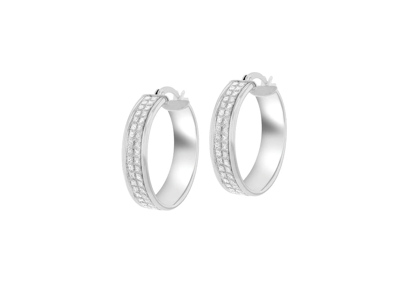 Sterling Silver Stardust Hoop Earrings