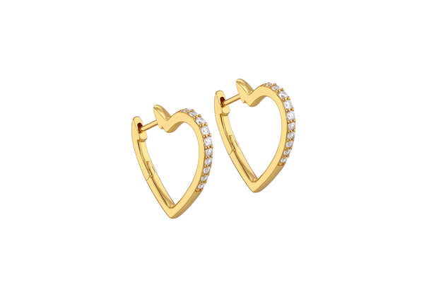 Sterling Silver White Zirconia Heart Earrings