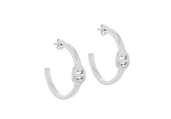 Sterling Silver Rambo Crescent Hoop Earrings