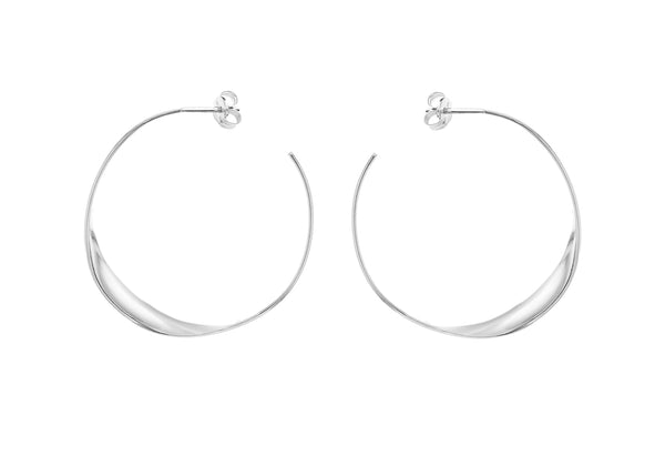 Sterling Silver 37mm Flat Twist Hoop Earrings