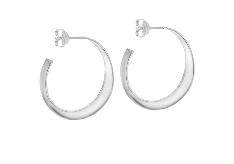 Sterling Silver 25mm Flat Twist Hoop Earrings