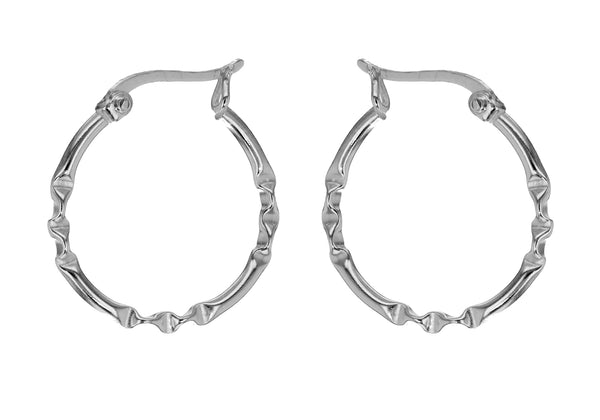 Sterling Silver 20mm Twist Pattern Creole Earrings