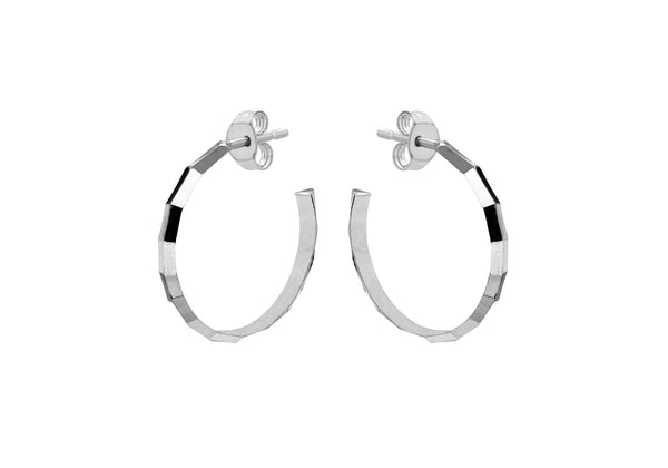 Sterling Silver 20mm Diamond Cut Hoop Earrings