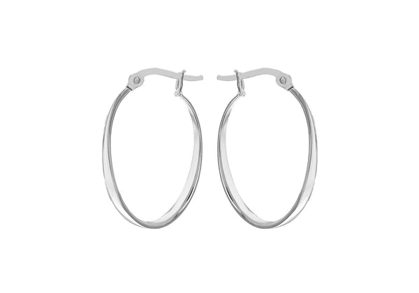 Sterling Silver 20mm x 28mm Slight Twist Creole Earrings