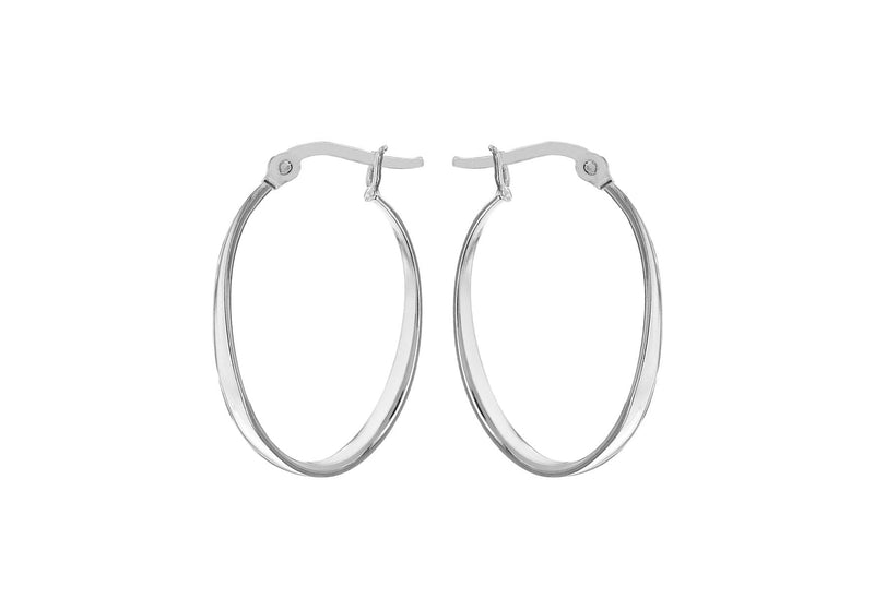 Sterling Silver 20mm x 28mm Slight Twist Creole Earrings