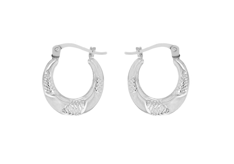 Sterling Silver Patterned Creole Earrings