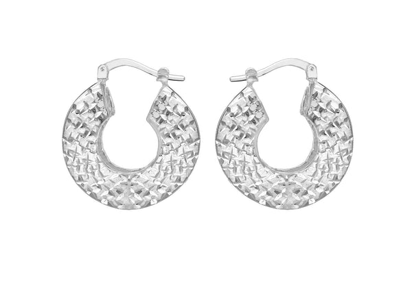 Sterling Silver 24mm Diamond Cut Creole Earrings