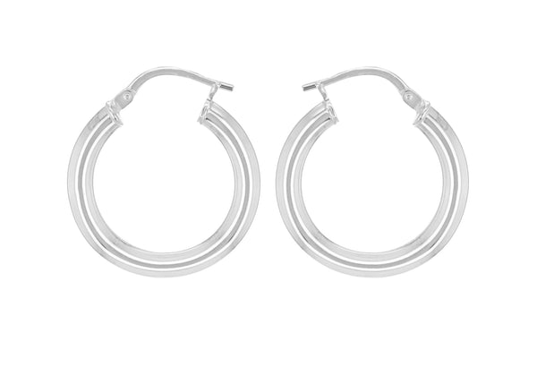 Sterling Silver 21mm Plain Hoop Earrings