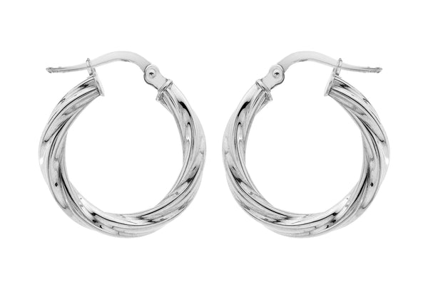 Sterling Silver 22mm Twist Creole Earrings