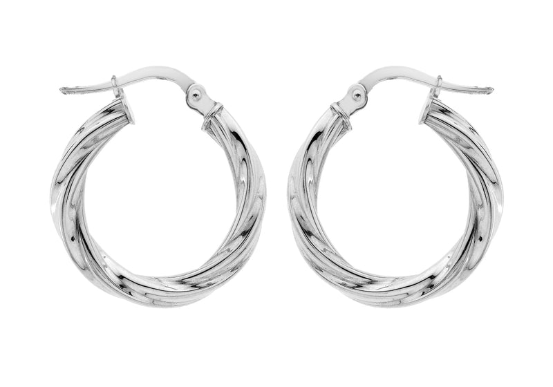 Sterling Silver 22mm Twist Creole Earrings