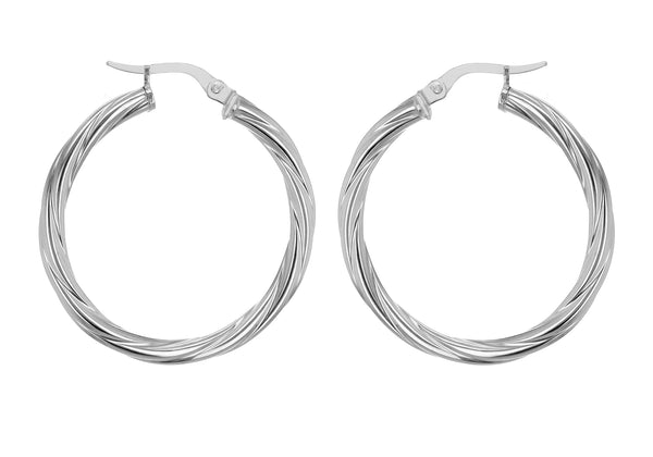 Sterling Silver 30mm Twisted Hoop Earrings