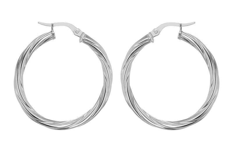 Sterling Silver 30mm Twisted Hoop Earrings