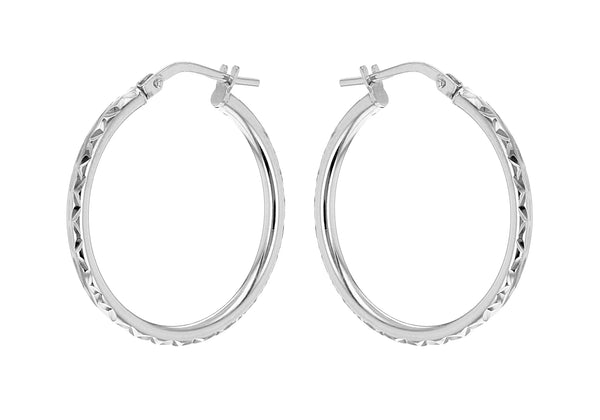 Sterling Silver 24mm Diamond Cut Hoop Earrings