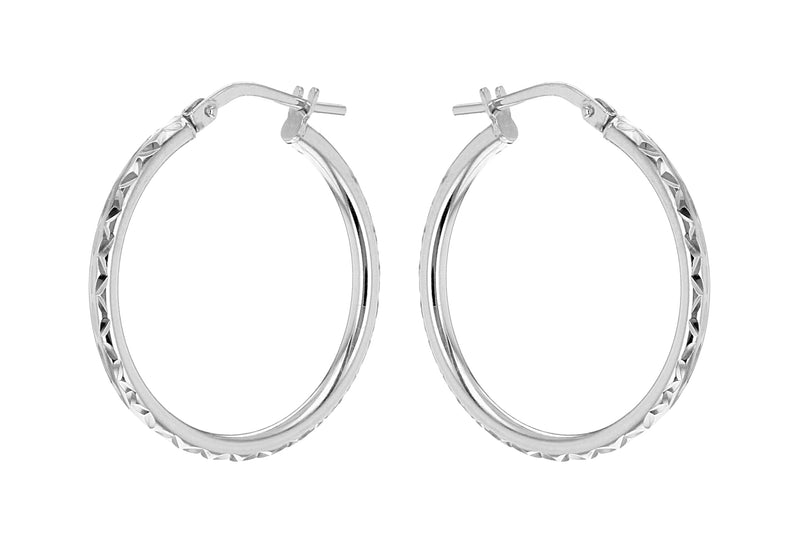 Sterling Silver 24mm Diamond Cut Hoop Earrings