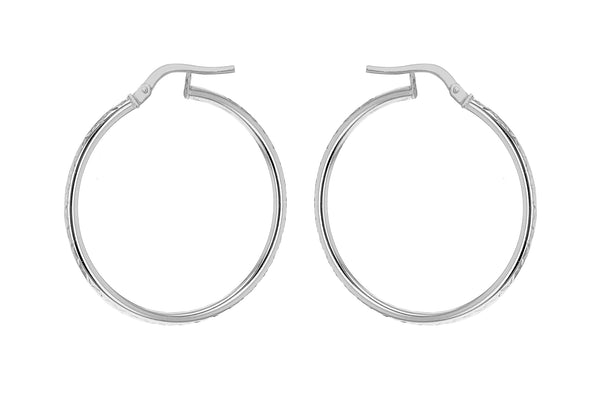 Sterling Silver 34mm Diamond Cut Hoop Earrings