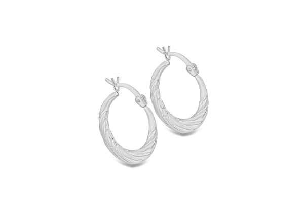 Sterling Silver 18.5mm x 20mm Twist Pattern Creole Earrings