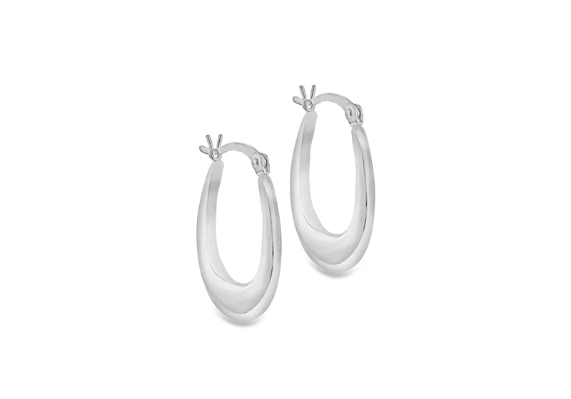 Sterling Silver 16.5mm x 25mm Graduated Oval Creole Earrings