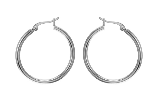 Sterling Silver 30mm Plain Hoop Earrings