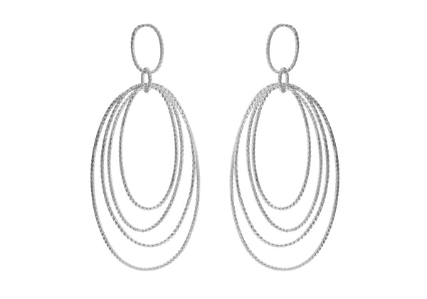 Sterling Silver Four Twisted Loops Drop Earrings