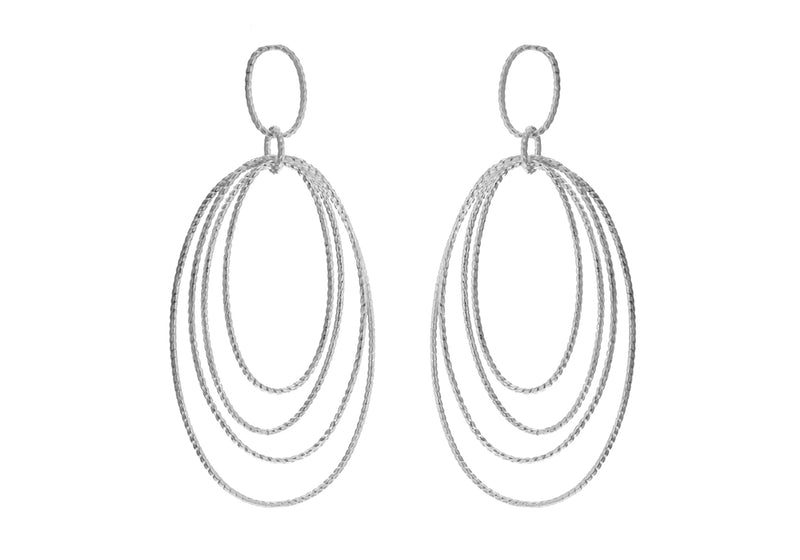 Sterling Silver Four Twisted Loops Drop Earrings