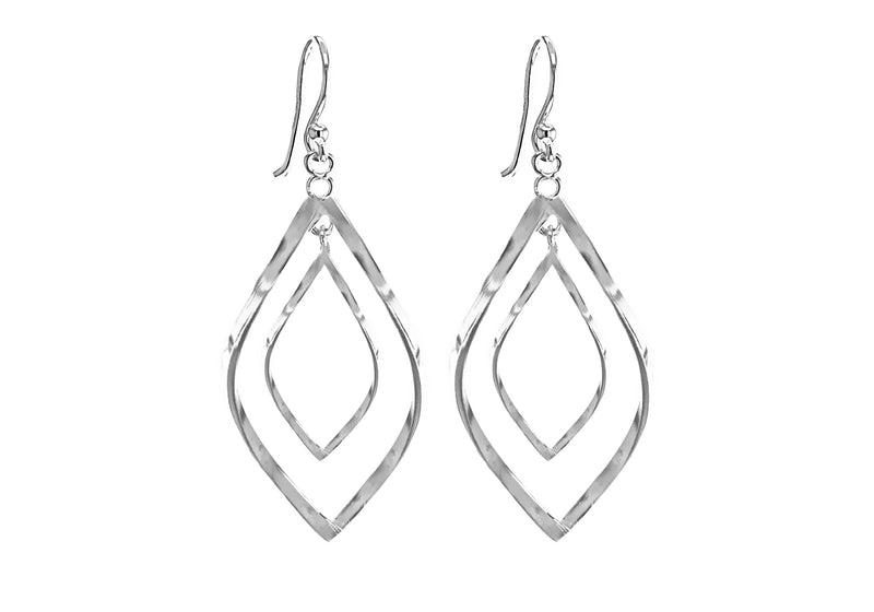 Sterling Silver 19mm x 45mm Double Twisted-Oval Drop Earrings