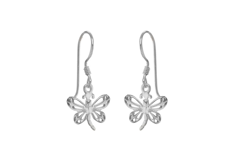 Sterling Silver Dragonfly Drop Earrings