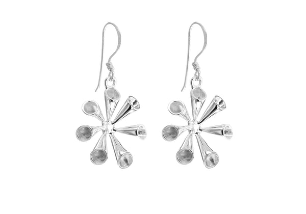 Sterling Silver FlCuted Spray Drop Earrings