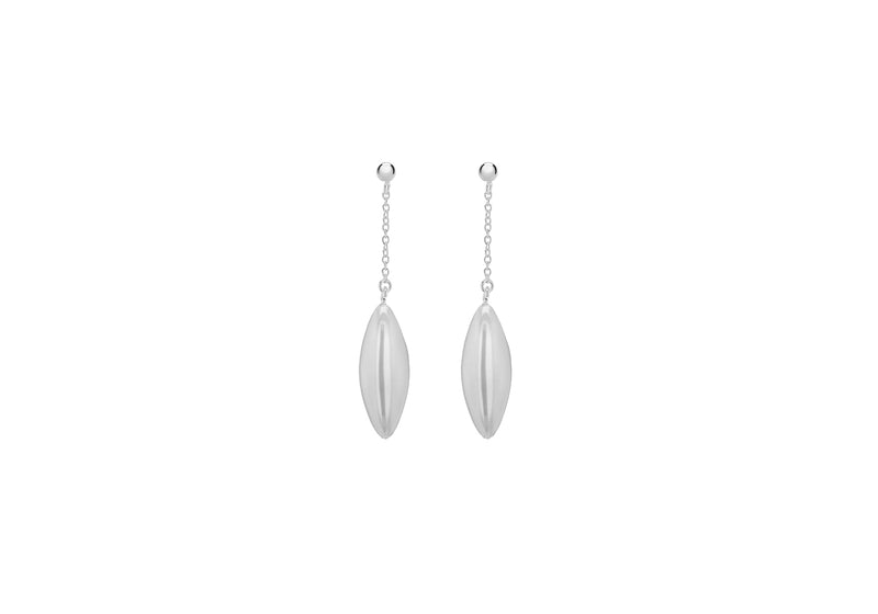 Sterling Silver Elliptical Chain Drop Earrings