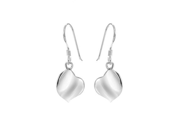 Sterling Silver Organic Heart Drop Earrings