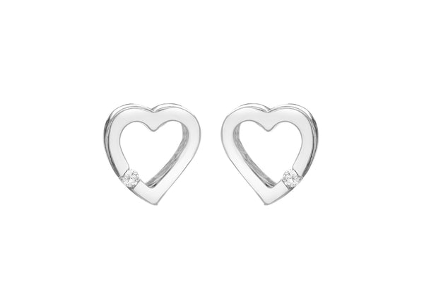 Sterling Silver Zirconia  10.2mm x 10.2mm Floating Heart Earrings