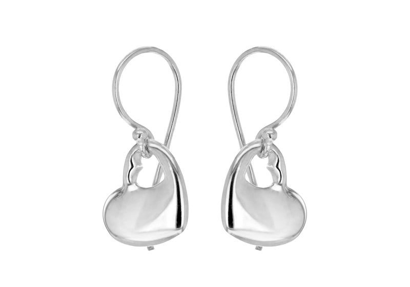 Sterling Silver Heart CutoCut Heart Drop Earrings