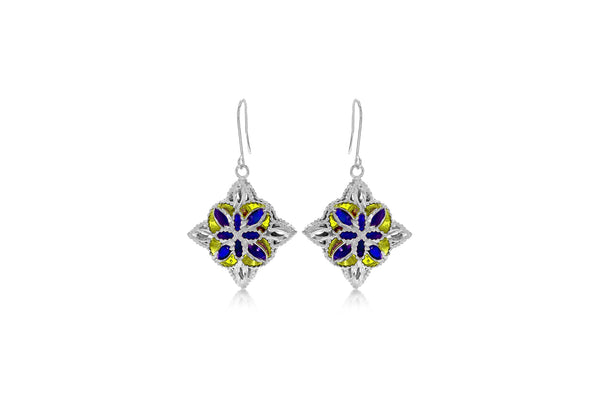 Mosai Enamel Silver Earrings