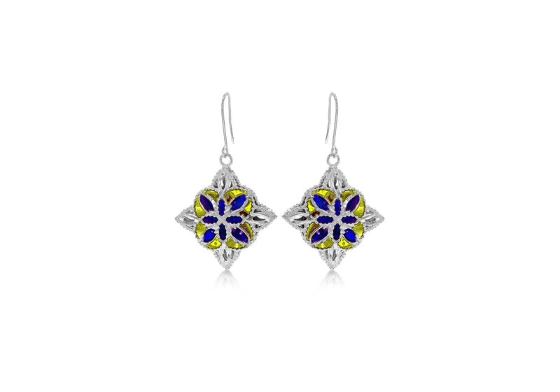 Mosai Enamel Silver Earrings