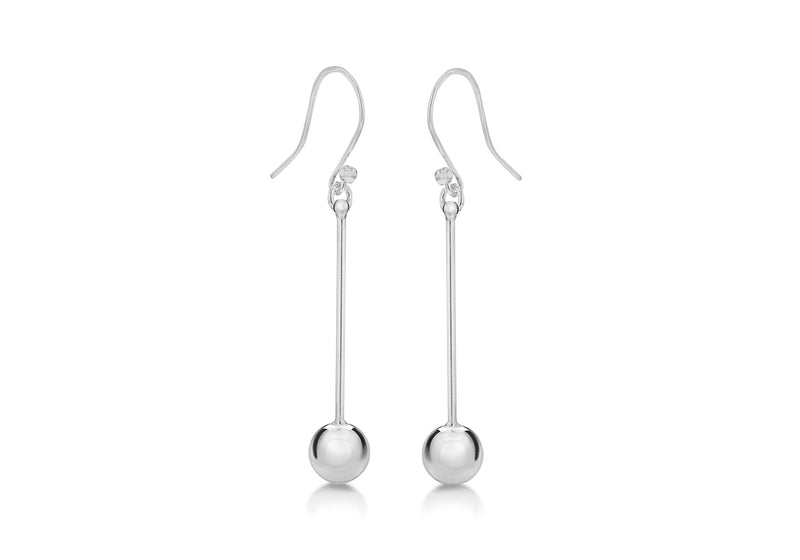 Sterling Silver Stick & Ball Drop Earrings 