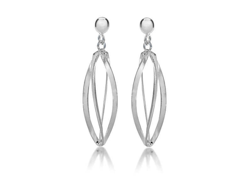 Sterling Silver 8.7mm x 37mm Open Twist Drop Earrings