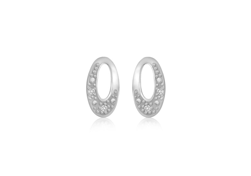 Sterling Silver Zirconia  6mm x 11mm Oval Stud Earrings