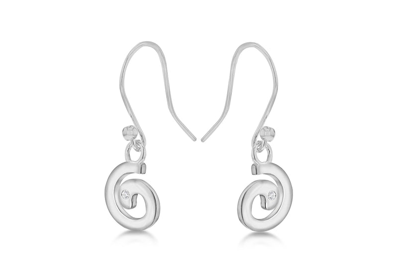 Sterling Silver Rhodium 0.02ct Diamond Drop Earrings 