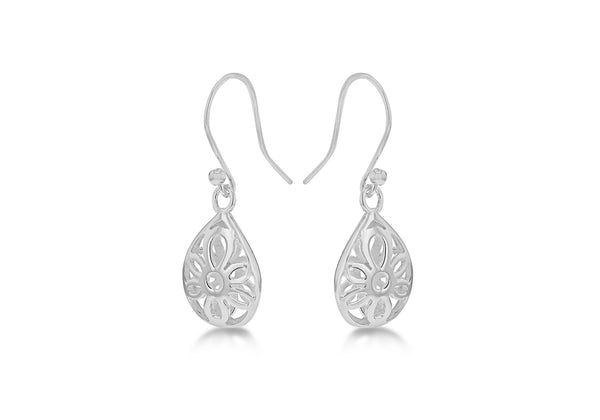 SILVER PEAR SHAPE DROP EARRing