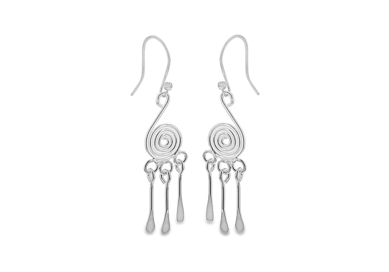 Sterling Silver Circle & Drop Hook Earrings