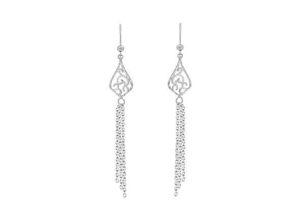 Sterling Silver Patterned Tassel Drop Earrings