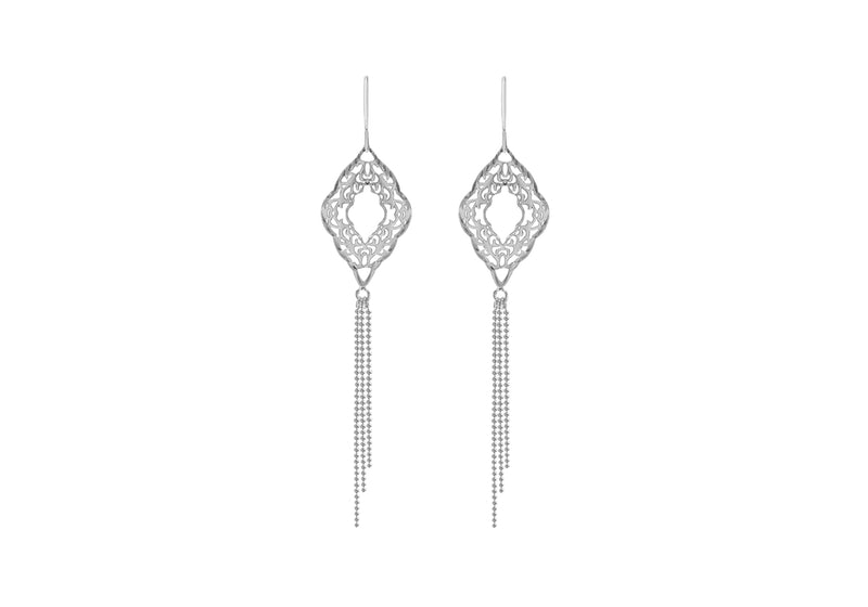 Sterling Silver Ornate Tassel Drop Earrings