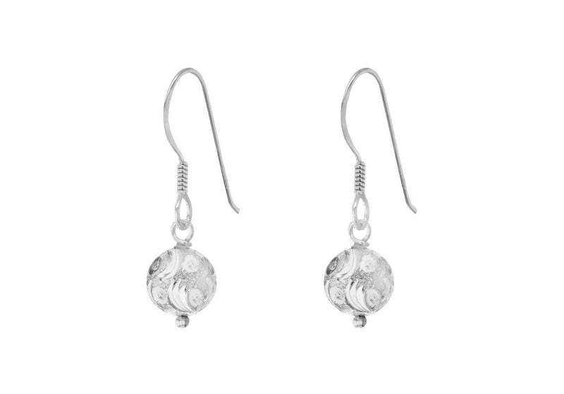 Sterling Silver Small Pattern Ball Drop Earrings