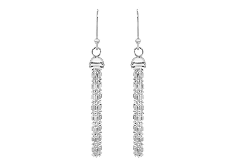 Sterling Silver Bead & Ball Tassel Earrings