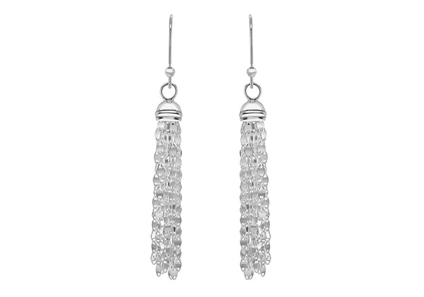 Sterling Silver Flat Link Tassel Earrings